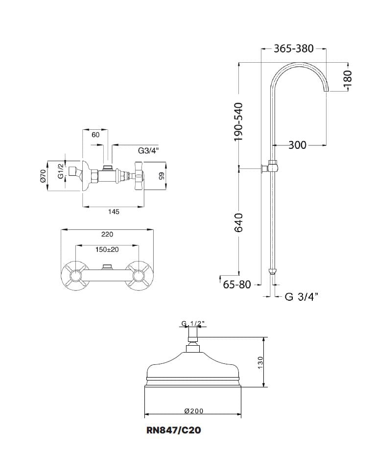 Душевая колонна с душем и ручным душем Gaia Mobili Complements ARCH-00138737 - Вид №3