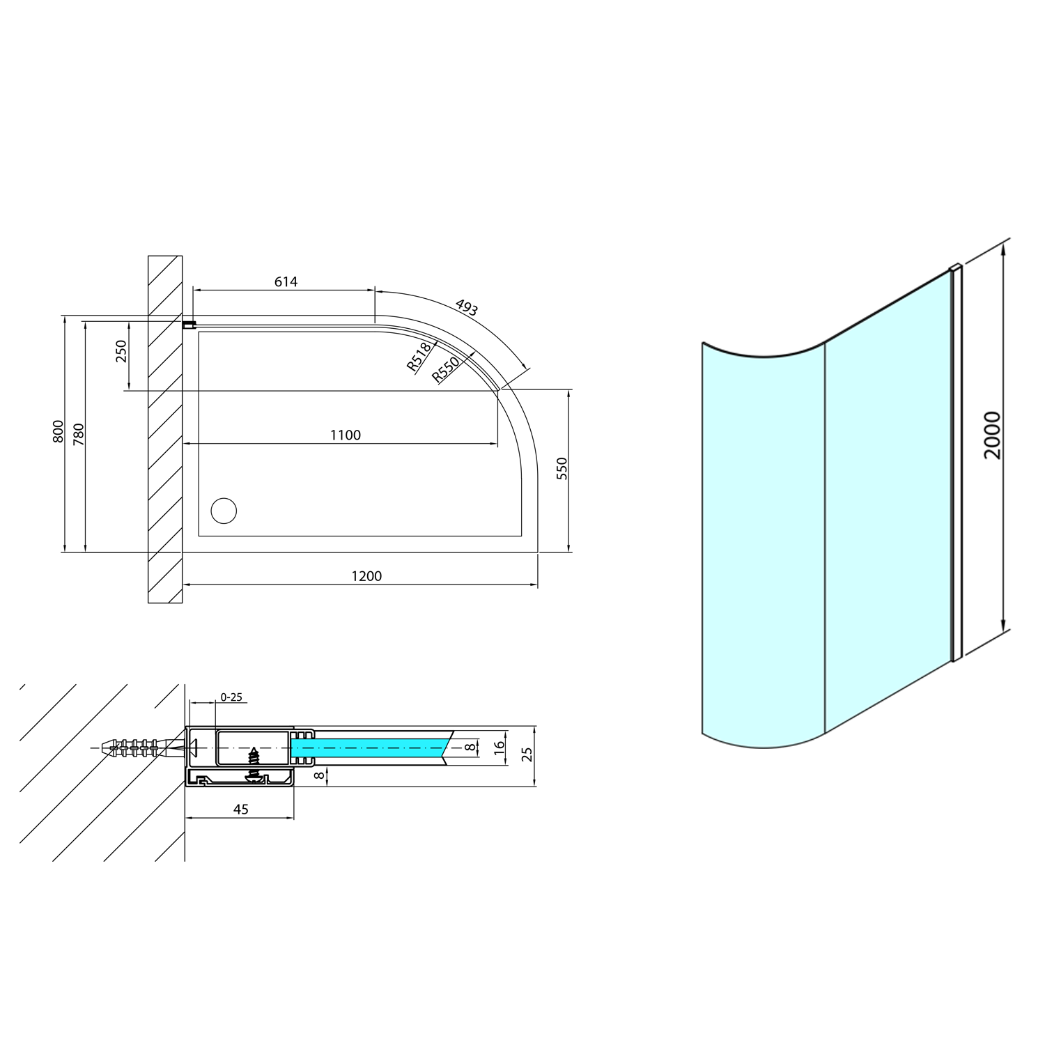 MS1-120-C Polysan Душевые ширмы MODULAR SHOWER  - Вид №3