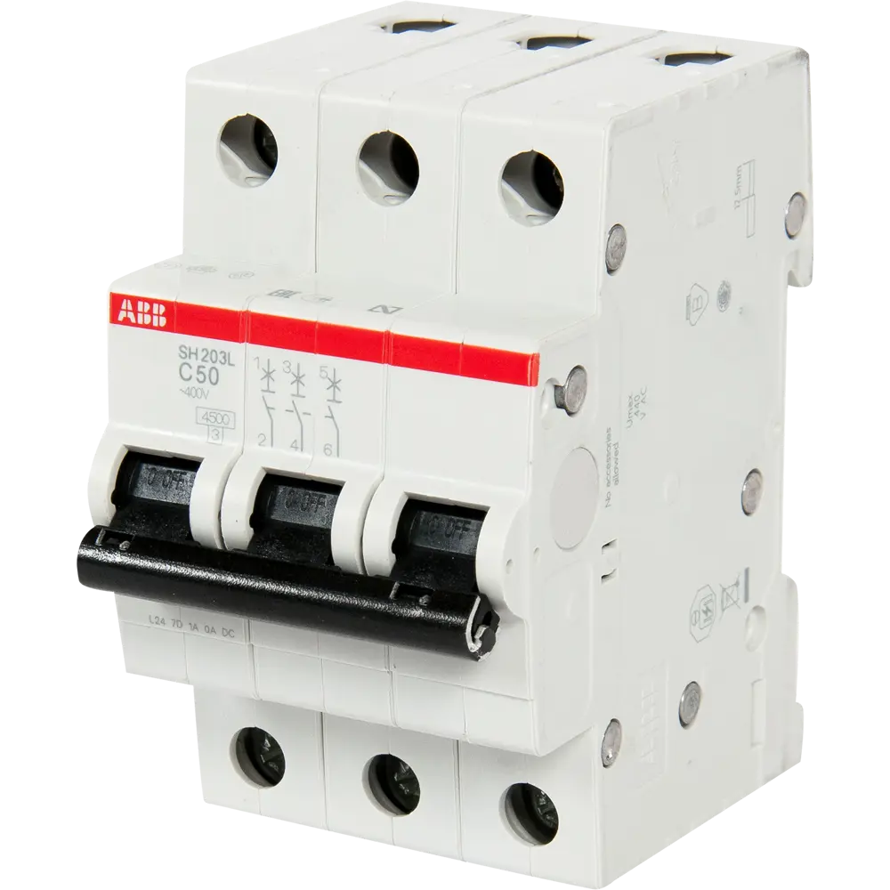 Автоматический выключатель ABB SH203L 3P C50 А 4.5 кА 2CDS243001R0504 12486458 STLM-2056019 