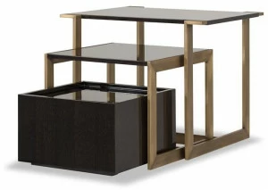 Stylish Club Квадратный журнальный столик из латуни и дерева Fortune Scf.f04