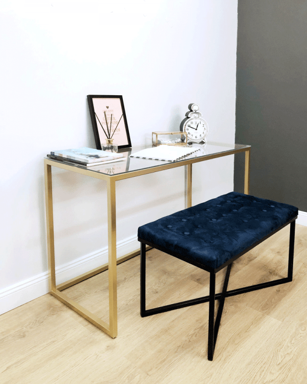 Письменный стол стеклянный с золотым основанием 120 см FOR MISS  263960 Золото  - Вид №2