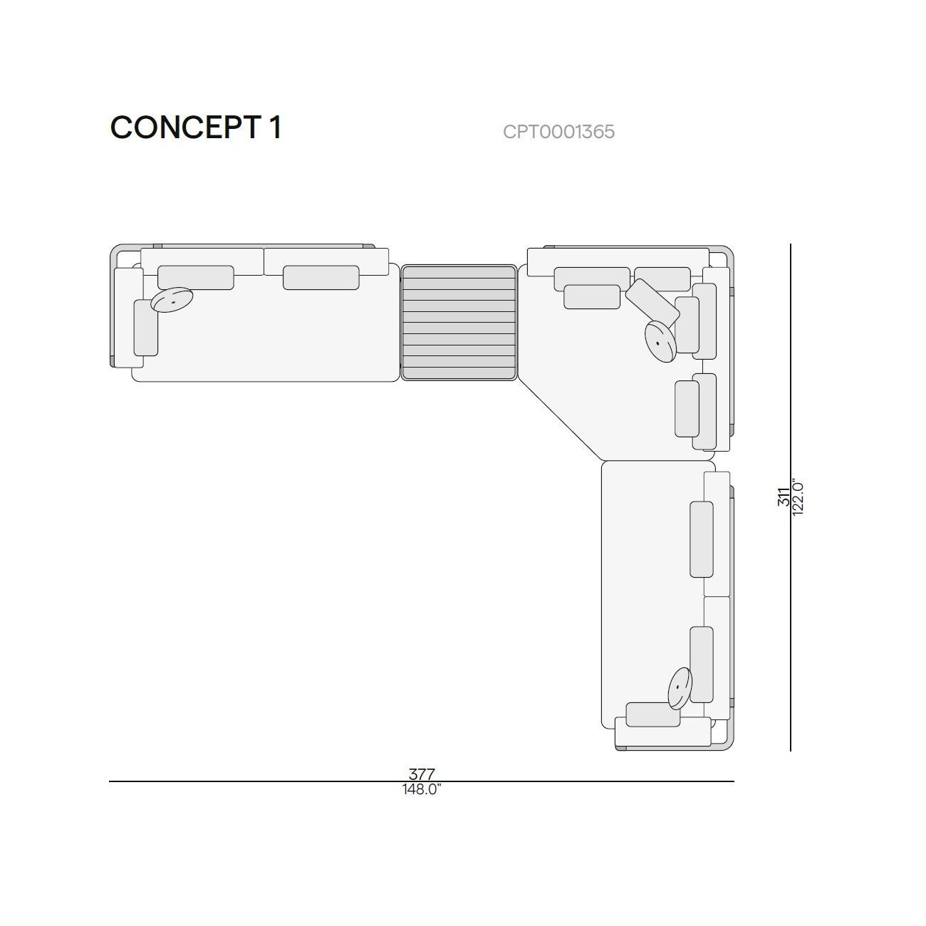 Тканевый угловой модульный садовый диван MANUTTI Flows ARCH-00011283 - Вид №2