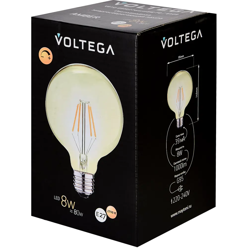 Декоративная филаментная лампа Voltega G95 тонированная 8Вт E27 с диммером 89345998 STLM-0920763 - Вид №2