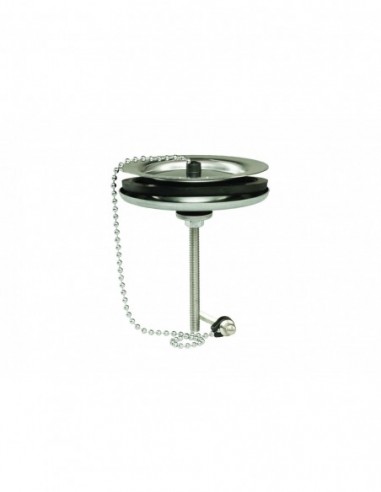 377500 000 00  Заглушка для мойки с сообщающимися баками Д. 60 мм, цепной стопор, нержавеющая сталь Valentin Сталь  - Вид №1