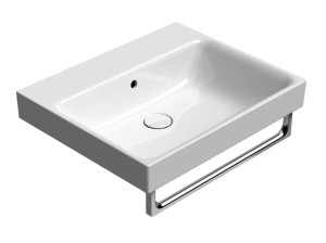 Керамическая прямоугольная раковина с держателем для полотенец