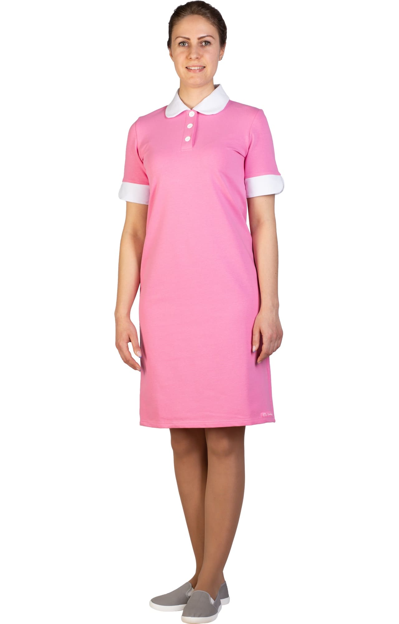 64668 Платье-поло трикотажное цвет PINK (розовый) GRACE  Одежда для обслуживающего персонала  размер 50 (XL)  - Вид №2