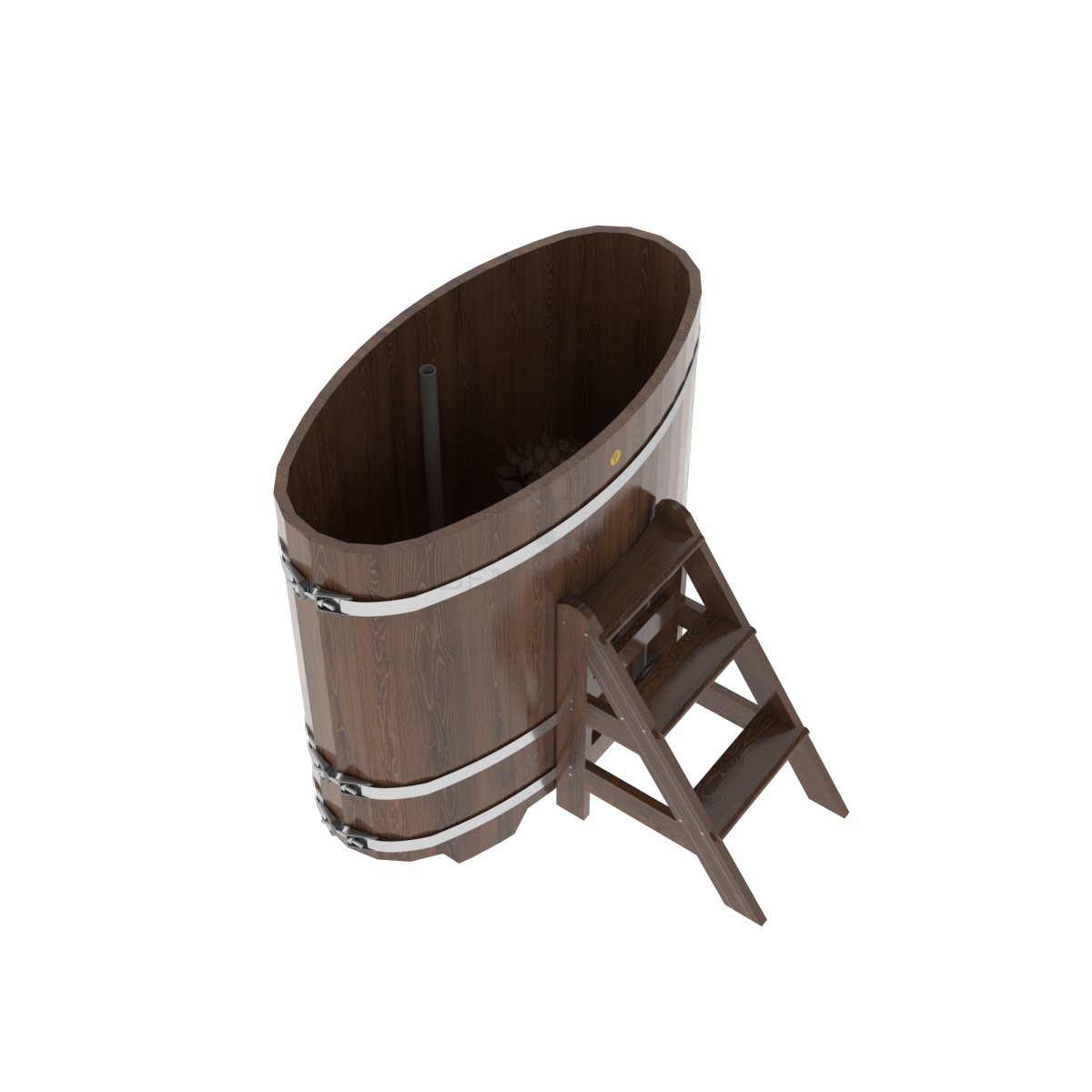 1268 Купель овальная из дуба 0,69х1,31х1,2 морёная Alyarus  - Вид №1