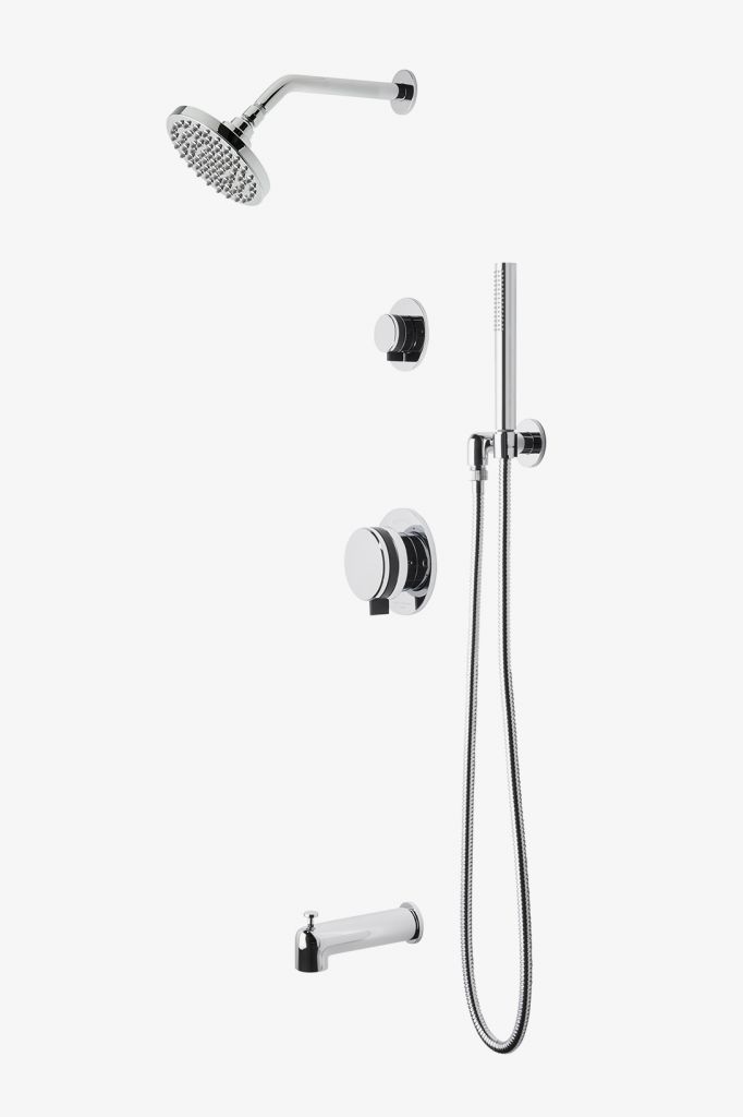 DBSP15 Душевая кабина с балансировкой давления в децибелах с 6-дюймовой лейкой для дождя, ручным душем, изливом ванны и ручкой-переключателем Waterworks 