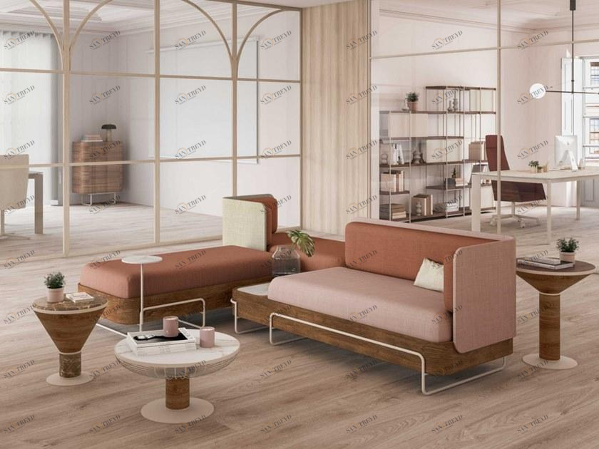 Momocca Модульная скамья со спинкой, обитая тканью Olga sun-id-1453689