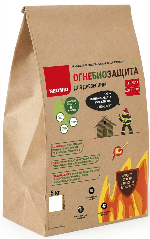 NEOMID Огнебиозащита сухая концентрат для древесины 5 кг 83376374