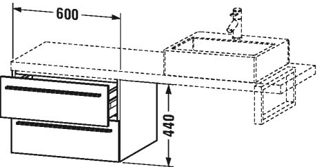 XL543803838 Шкафчик для консоли X-Large #XL5438 600 x 548 мм Доломитово-серый глянцевый лак Duravit - Вид №1