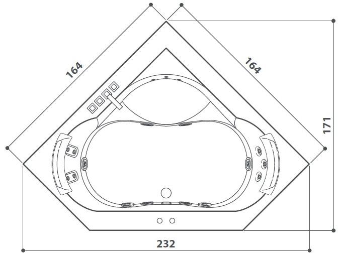 Jacuzzi® 2-х местная угловая гидромассажная ванна из Corian® Aura sun-id-1452090 - Вид №1