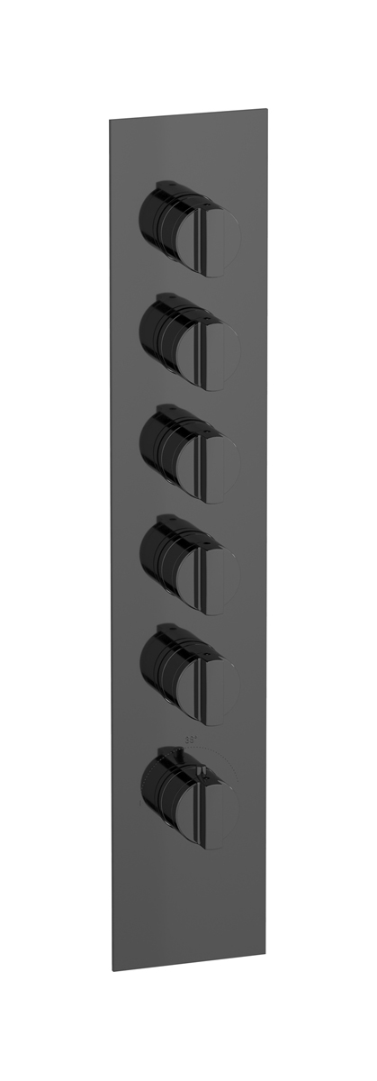 Комплект наружных частей термостата на 5 потребителей - вертикальная прямоугольная панель с ручками Hey Joe WE ARE IB eua511cfnhj Black Chrome Aqua