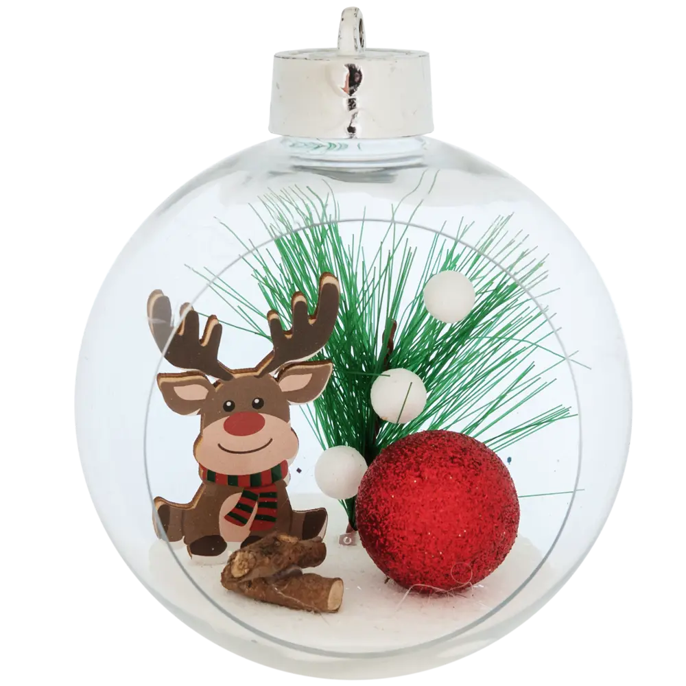 85156555 Елочный шар «Олененок улыбается» ø10 см прозрачный STLM-1501679 Santreyd  - Вид №1