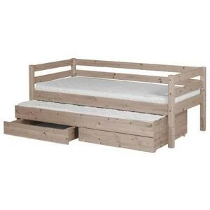 Кровать Flexa Classic с выдвижным спальным местом и ящиками, коричневая, 190 см