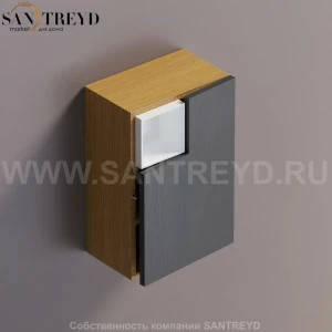 FLAT V Подвесной шкаф с мыльницей с петлями справа. Отделка: тик и темный дуб. AFXMO237042PTRW