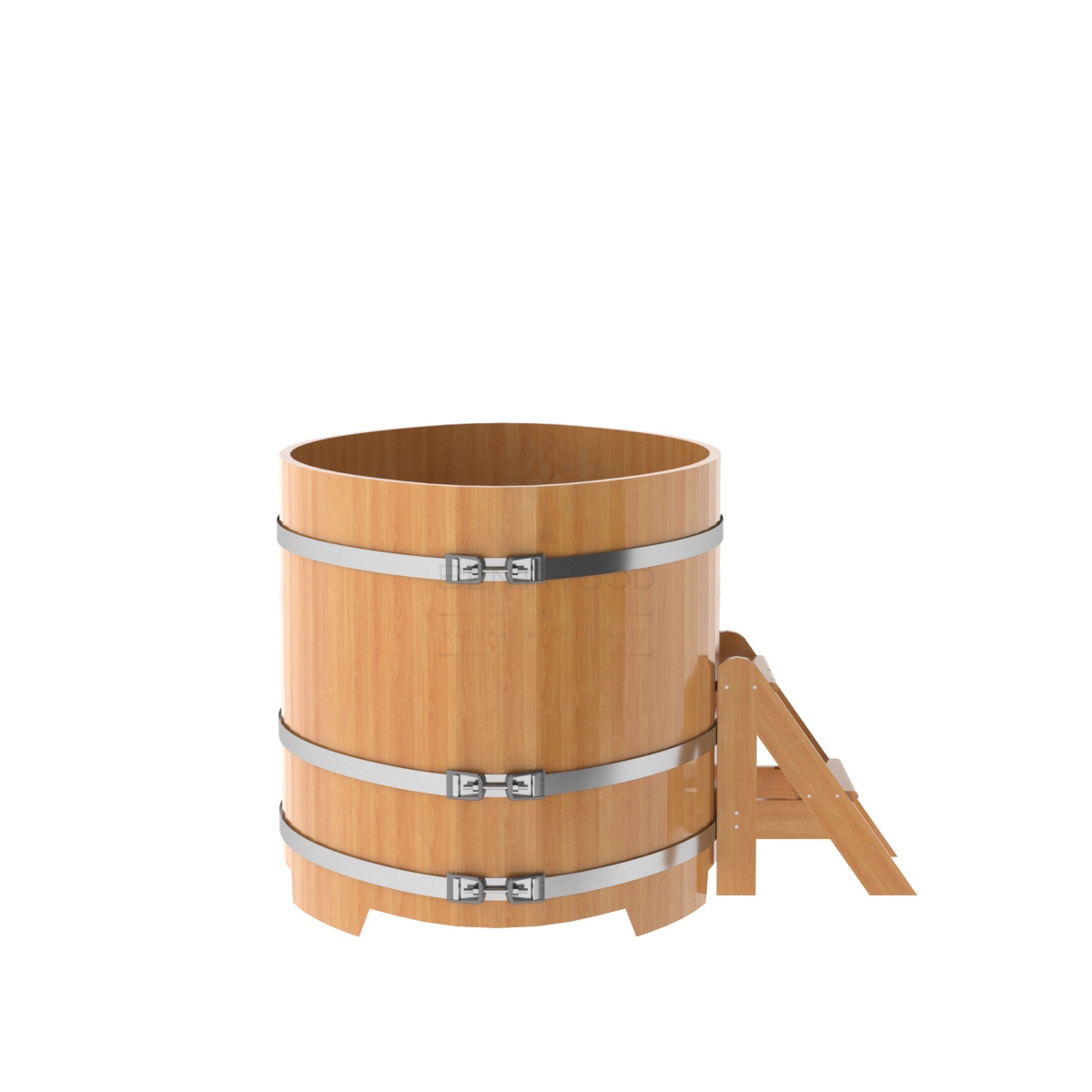 1166 Купель овальная из лиственницы 1,02х1,68х1,0 натуральная премиум Alyarus  - Вид №2