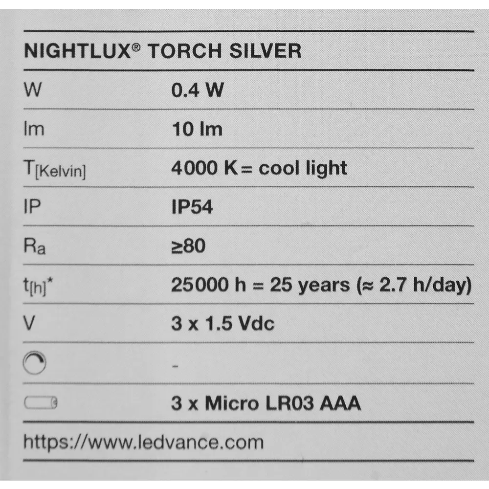 Светильник светодиодный Ledvance Nightlux Torch на батарейках крепление на клей, цвет серый 82321224 STLM-2194686  - Вид №7