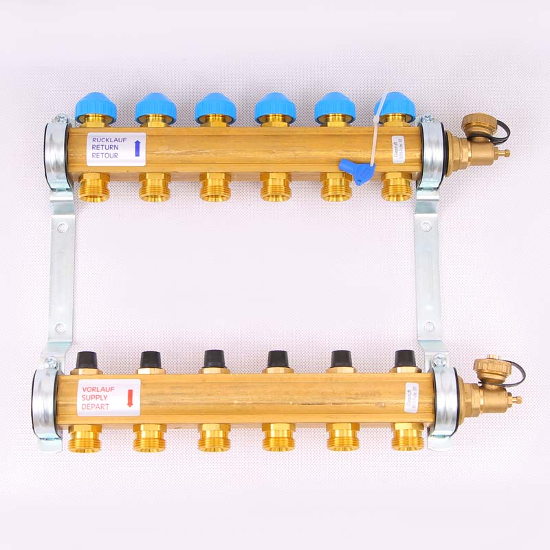 Коллекторная группа HKV с регулировочными и термостатическими вентилями WATTS Ind 1"x3/4"ЕК 6 выходов 10004180