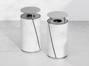 Корзина для мусора из оцинкованного листового металла с пепельницей и крышкой