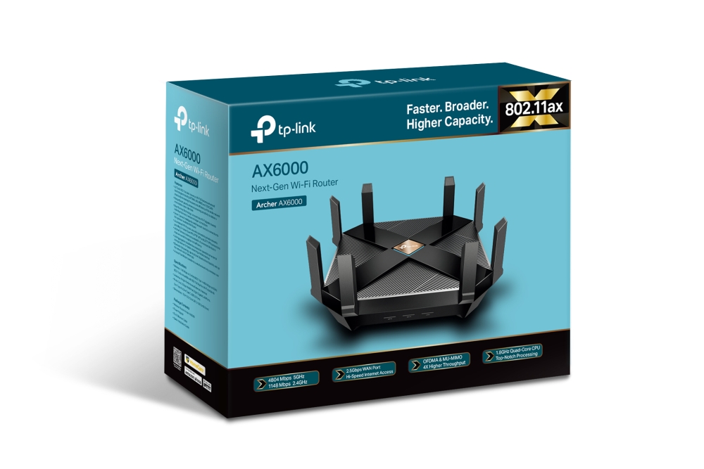 Archer AX6000 Ax6000 dual band wireless gigabit router, 4804 mbps (5 ghz) and 1148 mbps (2.4 ghz), 2.5gbps wan port, 1 type a usb 3.0 and 1 type c usb 3.0 TP-Link Santreyd  - Вид №3