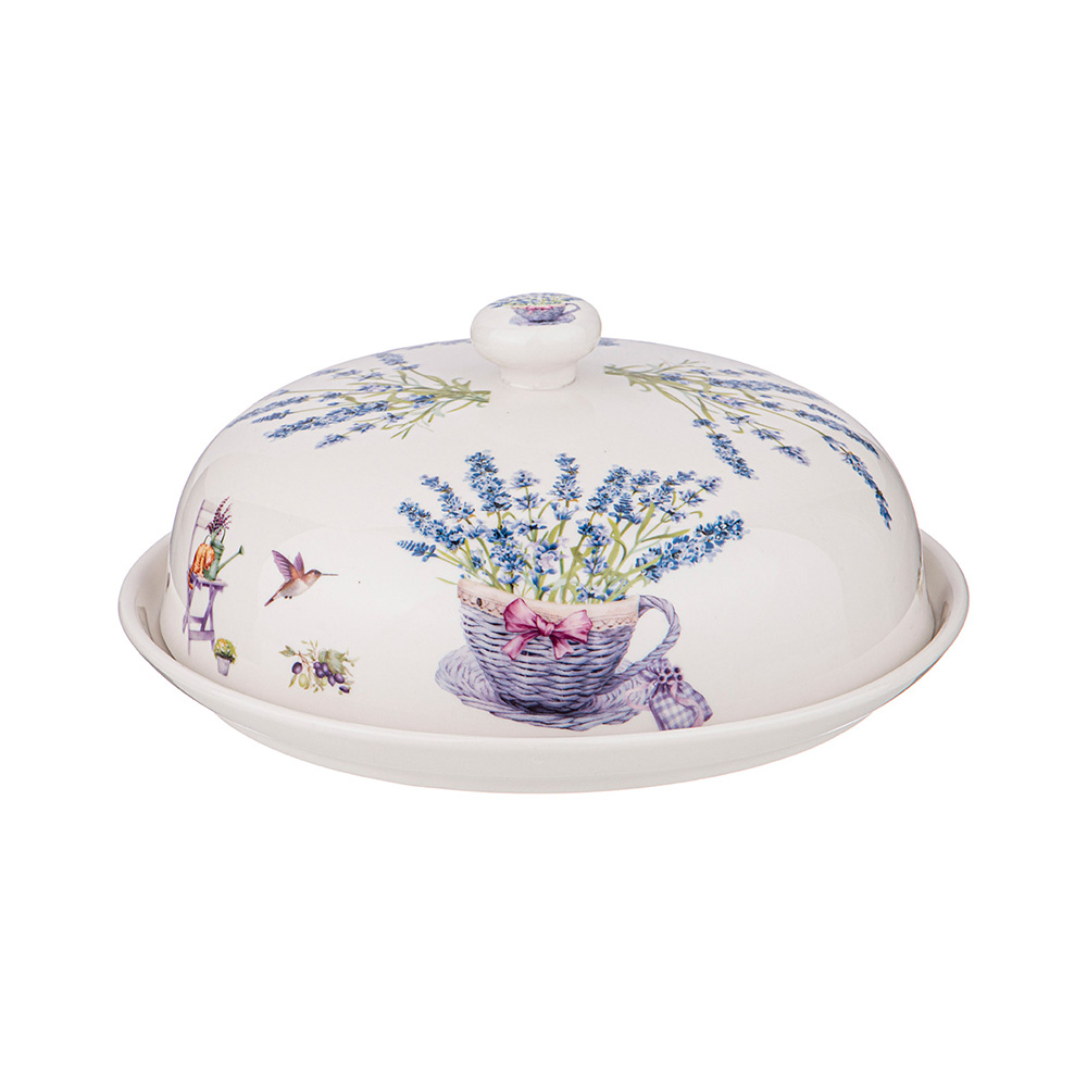104-756 Посуда фарфоровая Лаванда прованс блюдо круглое с крышкой 320 мл Lefard 
