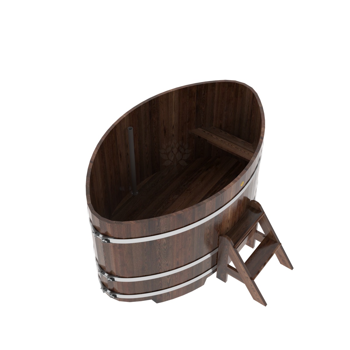 1186 Купель овальная из лиственницы 1,15х1,83х1,0 морёная премиум Alyarus  - Вид №1