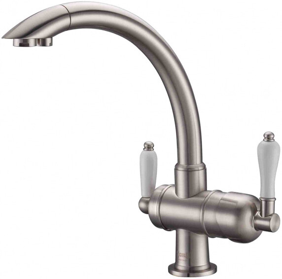 Смеситель ZorG Clean Water ZR 327 YF NICKEL для кухонной мойки, никель