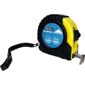 Рулетка VERTEXTOOLS магнитная 7,5 м с фиксатором и клипсой 84610406