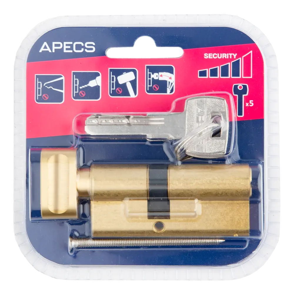 Цилиндр дверной APECS Pro с механизмом ключ-вертушка, золото 40x30 мм 85559786 PRO LM STLM-0063853 - Вид №2
