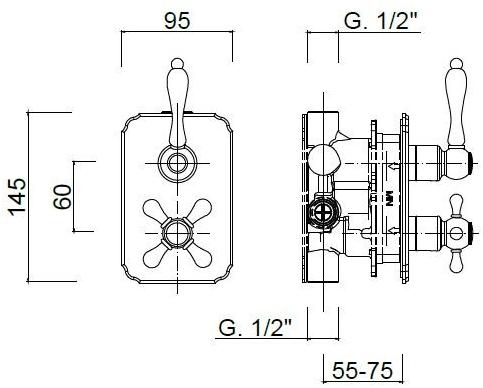 Rubinetteria Giulini Смеситель для душа на 2 отверстия Harmony - harmony crystal 8282pr - Вид №1
