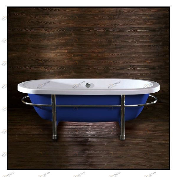 Ванна напольная отдельностоящая синяя с рамой-поручнем  Akcjum Olivia WR-10-C WR10C