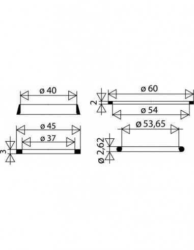 045700 005 00  Комплект из 4 прокладок для сифона раковины, с базовой прокладкой, плоской прокладкой, конической прокладкой и уплотнительным кольцом, эластомер Valentin Чернить  - Вид №2