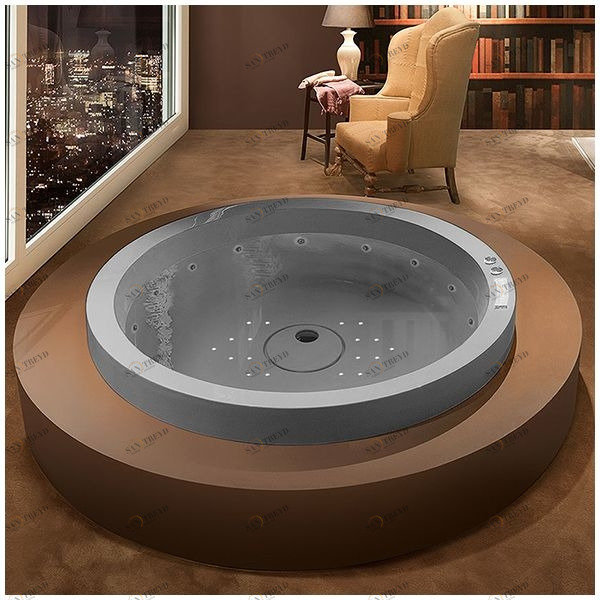 Ванна GRUPPO TREESSE Eos 160 ATC-V846Q-SE серая с гидромассажем аэромассажем и дезинфекцией круглая отдельностоящая ATCV846QSE