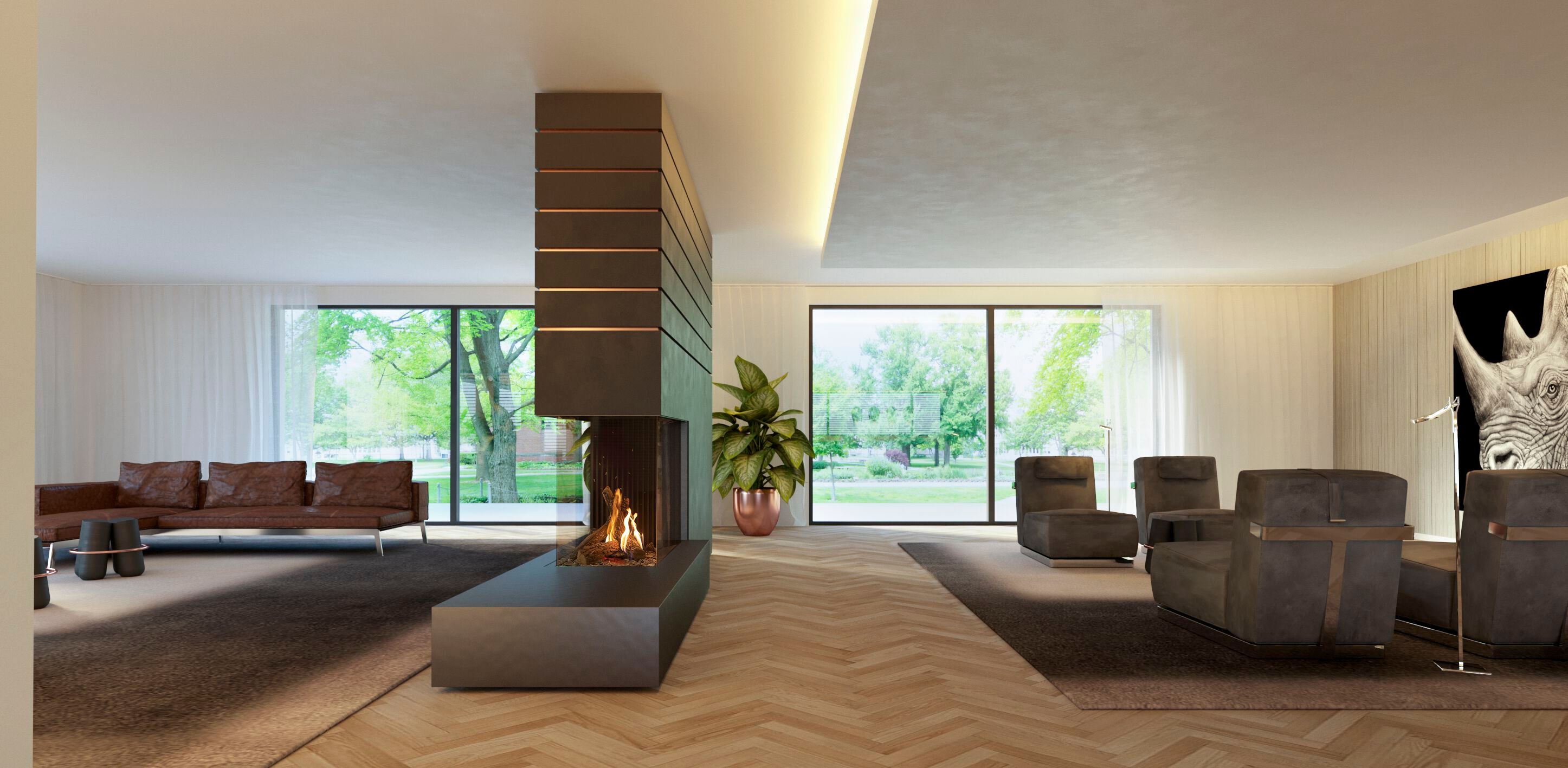 Газовый тройной закрытый камин KALFIRE GP115/75R ARCH-00130521 - Вид №1