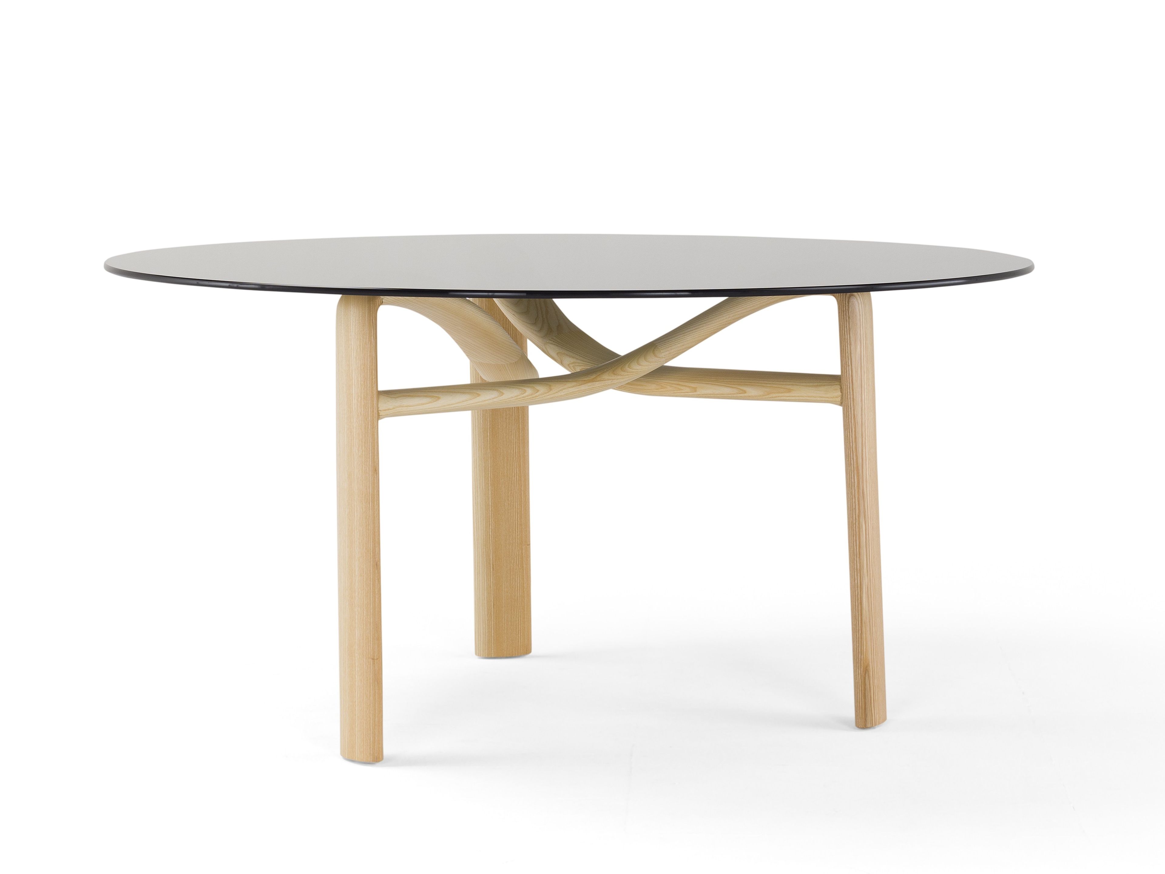 Круглый обеденный стол из дерева и стекла Amura ARCH-00026950 - Вид №3