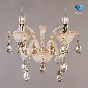 Бра на 2 лампы с хрустальными подвесками бежевое Bogates 124/2 BOGATES СВЕЧА 00-3931041 Бежевый