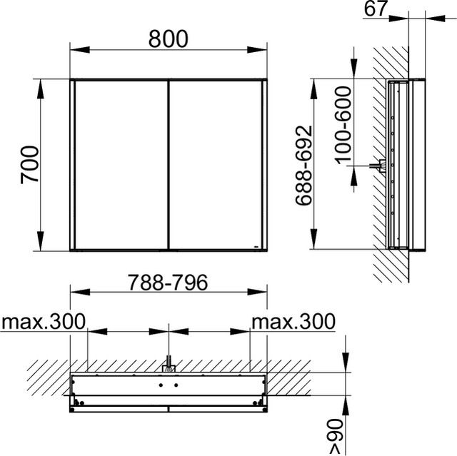 12812171301 Зеркальный шкаф KEUCO Royal Match - Вид №2