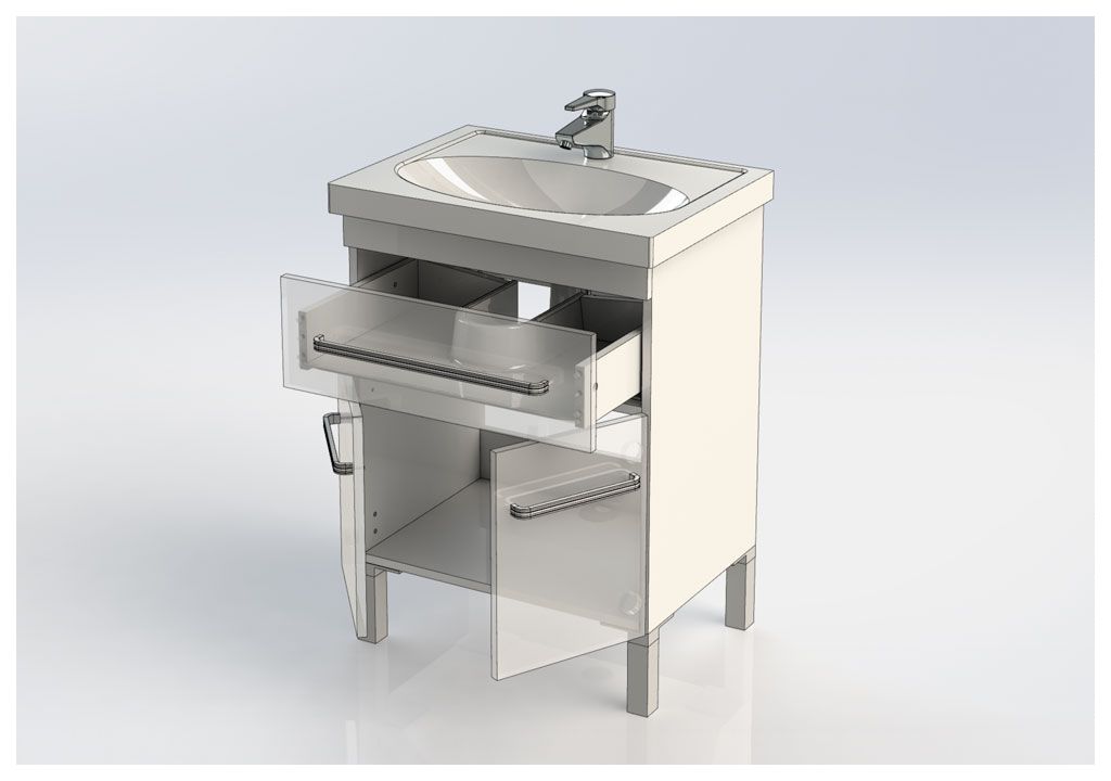 Тумба под раковину Aquanet Сиена 60 белый (напольный 1 ящик 2 дверцы) sun-id-275437 - Вид №4
