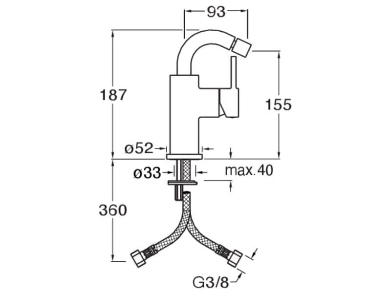 Однорычажный смеситель для биде без слива CRISTINA Rubinetterie Phi ARCH-00044917 - Вид №2