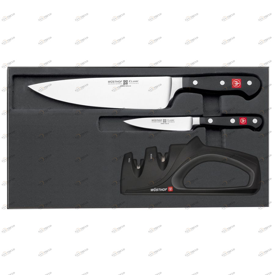 Набор кухонных ножей Classic: 2 ножа, точилка WUESTHOF W96085