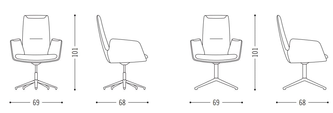 Операционный офисный стул с подлокотниками 4 спицы COR Cordia ARCH-00143582 - Вид №3