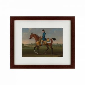 Картина в деревянной раме 52х42 см Bay racehorse with jockey up, 1730 КАРТИНЫ В КВАРТИРУ  135544 Белый;коричневый;разноцветный