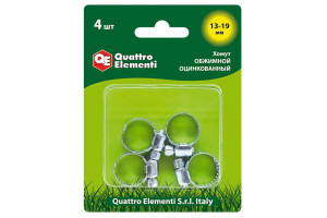 15543000 Обжимной хомут 13-19 мм оцинкованный, 4 шт 771-992 QUATTRO ELEMENTI
