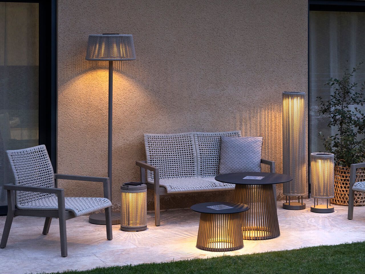 Напольная лампа на солнечной энергии из веревки и алюминия Les Jardins® Rop &amp ARCH-00061323 - Вид №2