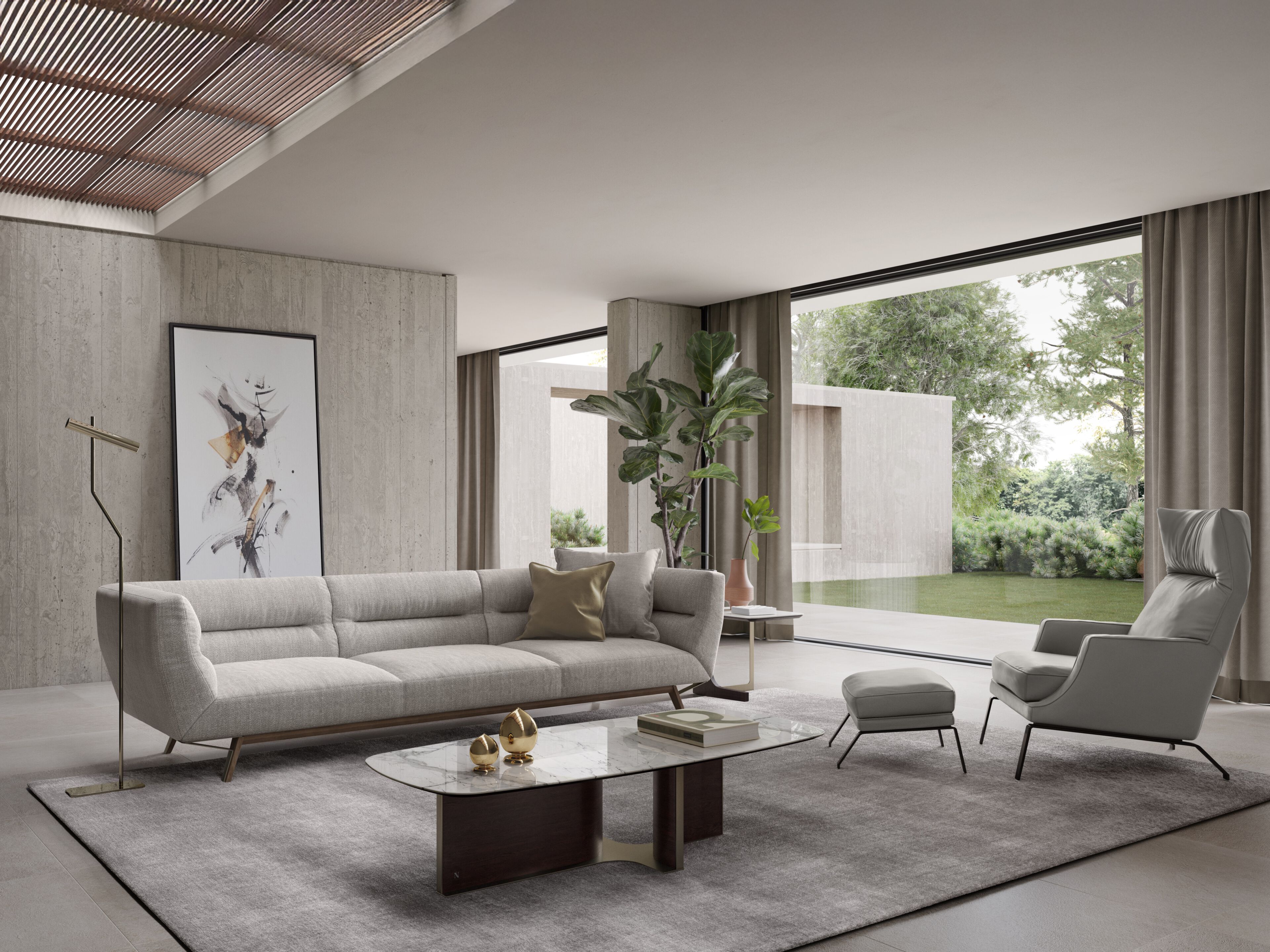 3-местный тканевый или кожаный диван Natuzzi Italia Позитано ARCH-00149901 - Вид №6