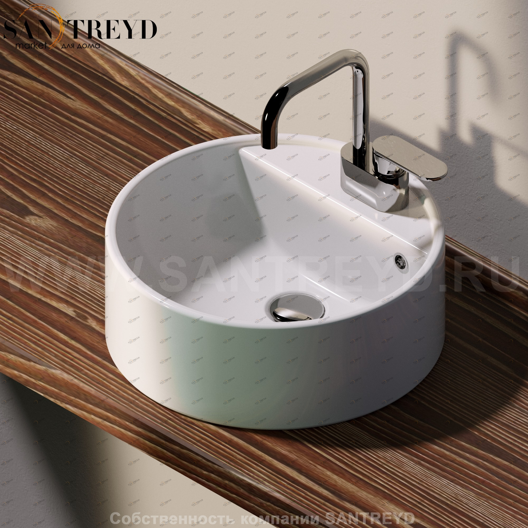 505042A9016 Накладная раковина на столешницу  круглая Ceramica Flaminia Twin