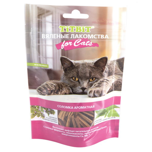 ПР0035382 Лакомство для кошек Вяленые Соломка ароматная 40г TITBIT 