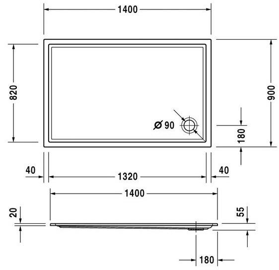 Duravit Поддон для душа прямоугольный из акрила Starck 720126 - Вид №1