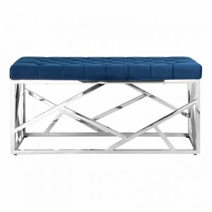 Банкетка-скамейка прямоугольная синяя с серебром "Арт Деко" STOOL GROUP ДИЗАЙНЕРСКИЕ 00-3881873 Серебро;синий